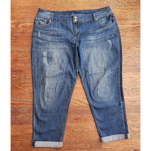 Lane Bryant Stretch Distressed Jean Whiskering Fading– Sz 20 NWOT - Picture 1 of 8